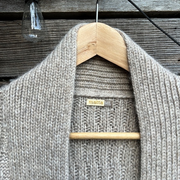 Matta - Kimono Sweater Coat in Baby Alpaca, Heather Oatmeal Color - Size M/L - Picture 4 of 10